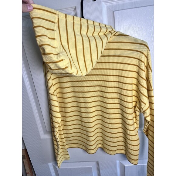 Toad&Co Foothill Long Sleeve Hoodie Size S Yellow Brown Stripes Casual Pullover - Picture 6 of 8
